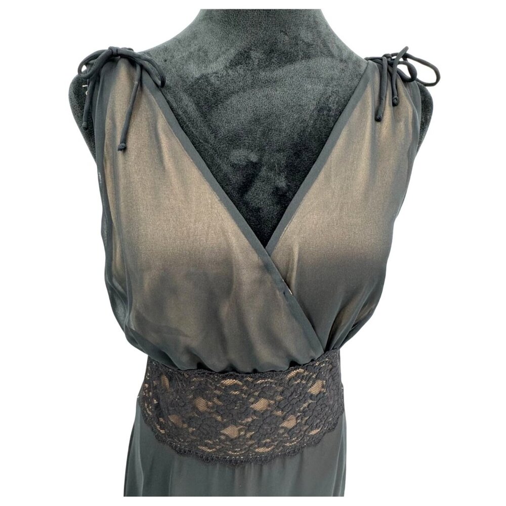 Connected Apparel Babydoll Y2K Faux Wrap Dress 12 Empire Waist Prom Lace Overlay